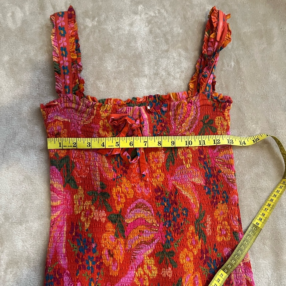 FARM RIO SPRING BANANAS SMOCKED MINI DRESS IN RED SIZE M - Picture 9 of 13